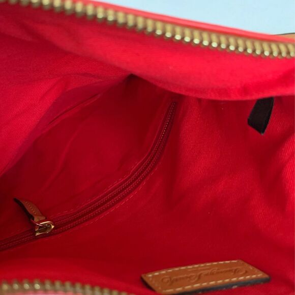 Dooney & Bourke Red Leather Crossbody Fold-Over Clutch Purse Tassel Strap - Picture 9 of 13